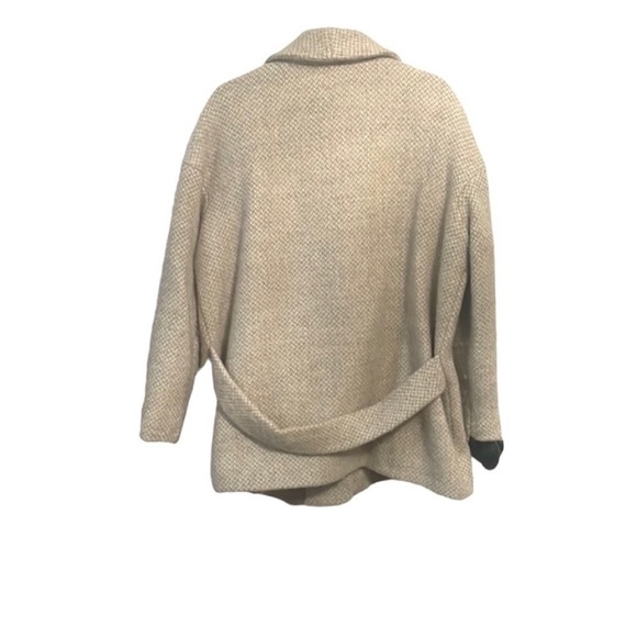 SEZANE Bowie bow coat wool herringbone size 44 = US 12 Large - Picture 3 of 10